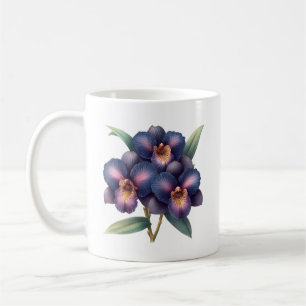 Elegant classic navy blue and purple orchid coffee mug