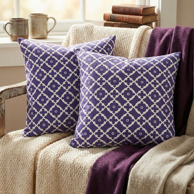 Elegant Classic Navy Blue and White Mosaic Pattern Fabric (Creator Uploaded)