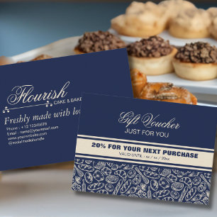 Elegant Classic Navy Blue Bakery Discount Card