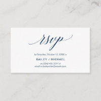 Elegant Classic, Navy Blue Script, Party RSVP