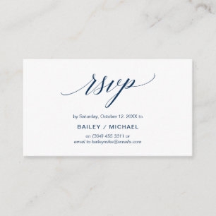Elegant Classic, Navy Blue Script, Party RSVP Enclosure Card