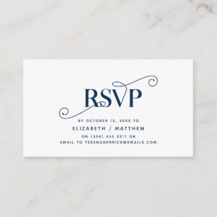 Elegant Classic, Navy Blue Script, RSVP respond Enclosure Card