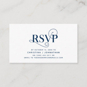 Elegant Classic, Navy Blue Script, RSVP respond Enclosure Card