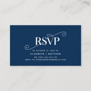 Elegant Classic, Navy Blue Script, RSVP respond Enclosure Card