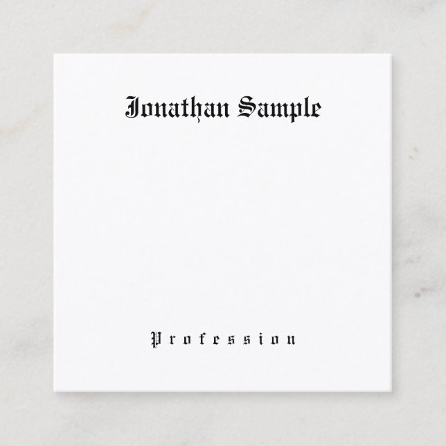 Elegant Classic Nostalgic Look Old English Text Square Business Card (Front)