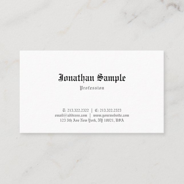 Elegant Classic Old English Font Template Nostalgy Business Card (Front)