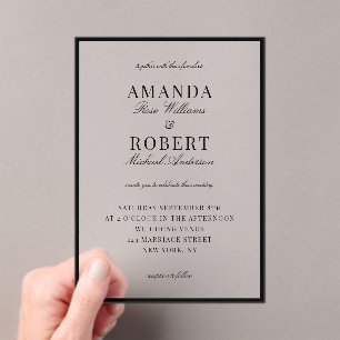 Elegant Classic Old Money Wedding Acrylic Invitations