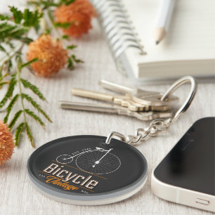 Elegant classic old style bicycle Black Key Ring