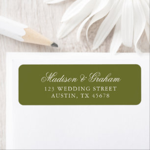 Elegant Classic Olive Green Wedding Return Address Label