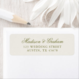Elegant Classic Olive Green Wedding Return Address Label
