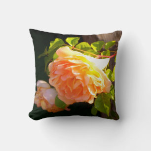Elegant classic orange peach roses floral cushion