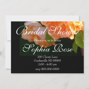 Elegant classic orange peach roses floral invitation