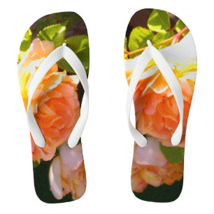 Elegant classic orange peach roses floral thongs