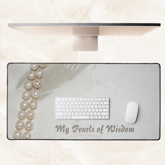 Elegant Classic Pearls of Wisdom Stylish Cream Desk Mat (Creator Uploaded)