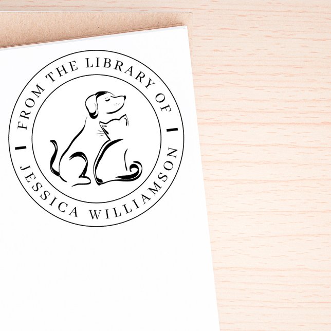 Elegant Classic Pets Dog Cat Custom Library Book Self-inking Stamp (Creator Uploaded)