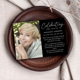 Elegant Classic Photo Celebration of Life Memorial Invitation