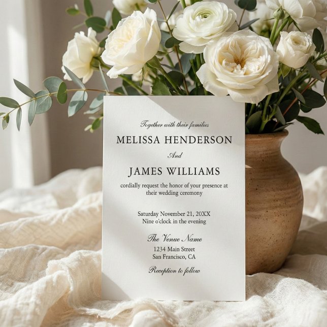 Elegant Classic Photo White Wedding Invitation (Creator Uploaded)