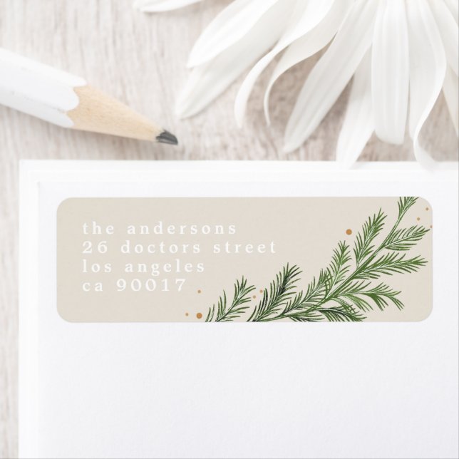 Elegant Classic Pine Wreath Christmas Holiday Return Address Label (Insitu)