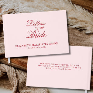 Elegant Classic Pink And Red Letters to The Bride Guest Book