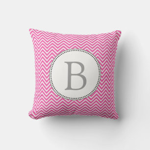 Elegant, classic pink and white chevron zigzag cushion