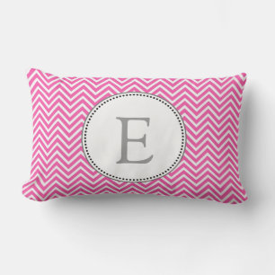 Elegant, classic pink and white chevron zigzag lumbar cushion