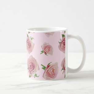 Elegant classic pink roses flower pattern coffee mug
