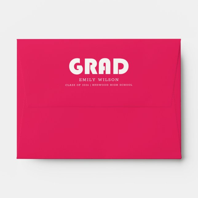 Elegant Classic Pink White Grad Graduation Envelope (Back (Top Flap))