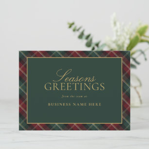 Elegant Classic Plaid Business Christmas Holiday Card