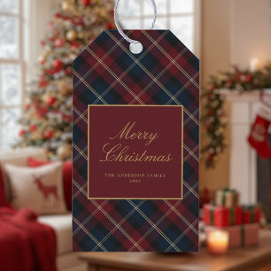 Elegant Classic Plaid Christmas Gift Tags