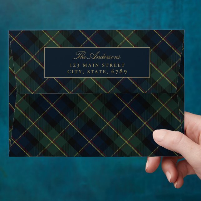 Elegant Classic Plaid Return Address Envelope (Hand)