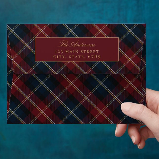 Elegant Classic Plaid Return Address Envelope (Hand)