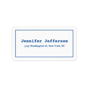 Elegant Classic Plain Professional Deep Blue White Label