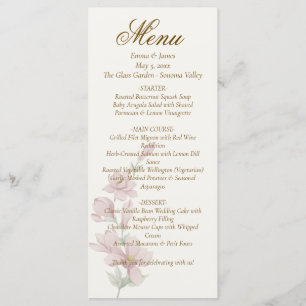 Elegant Classic Purple Florals Wedding Menu