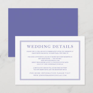 Elegant Classic Purple White Wedding Details Enclosure Card