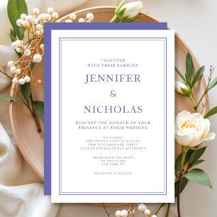 Elegant Classic Purple White Wedding Invitation