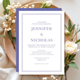 Elegant Classic Purple White Wedding  Invitation