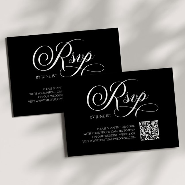 Elegant Classic QR Code Wedding RSVP Card (Creator Uploaded)