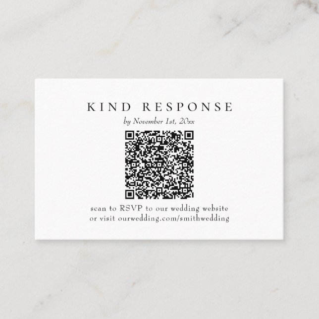 Elegant Classic QR Code Wedding RSVP Card (Front)