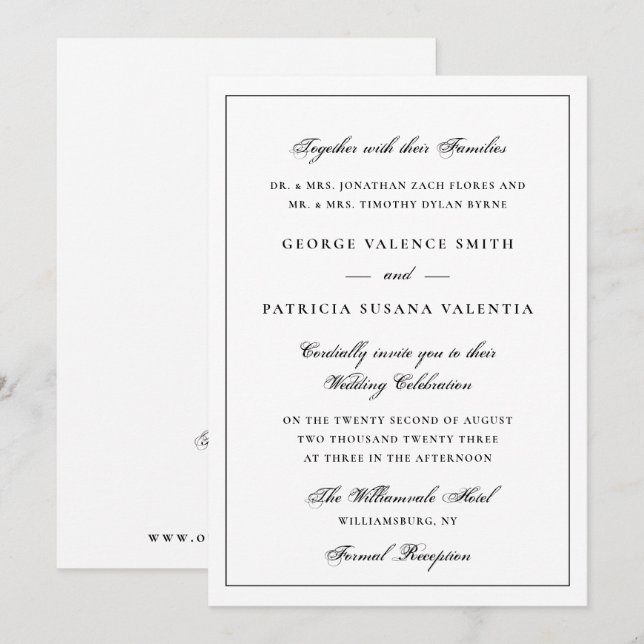 Elegant Classic QR Code Wedding Website Invitation (Front/Back)