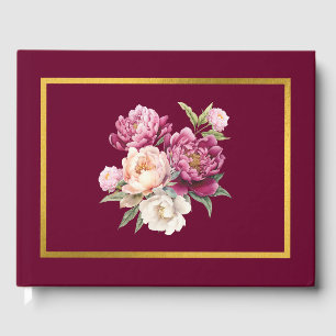 Elegant Classic Red Peony Guestbook