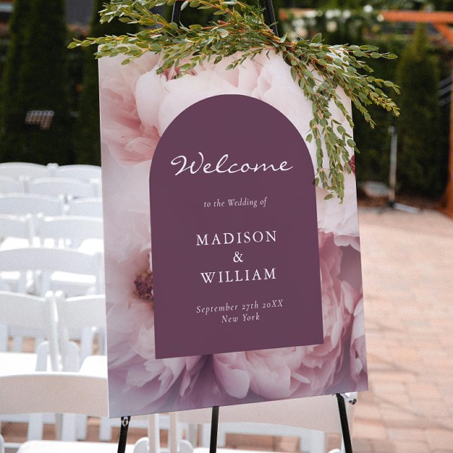 Elegant Classic Regal Purple Peonies Arch Wedding Poster (Creator Uploaded)