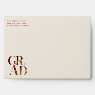 Elegant Classic Retro Script White Graduation Envelope