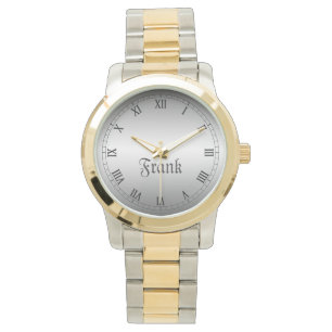 Elegant, classic roman number silver and gold watch