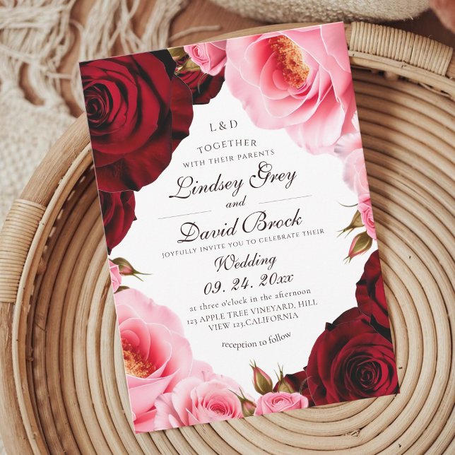 Elegant Classic Roses Flowering Wedding Invitation (Creator Uploaded)