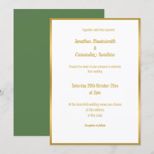 ELEGANT CLASSIC SAGE GOLD WEDDING INVITATION