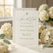 Elegant Classic Sage Green & Beige Save The Date