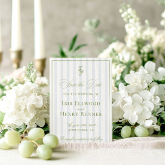 Elegant Classic Sage Green Save The Date Card