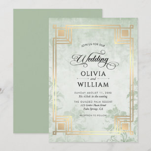 Elegant Classic Sage Green Wedding Invitation
