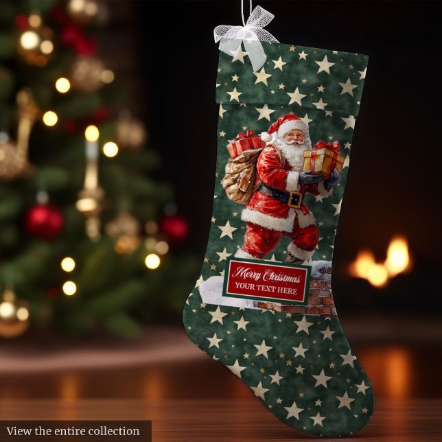 Elegant Classic Santa Stocking Your Custom Name (Elegant Classic Santa Stocking Your Custom Name)