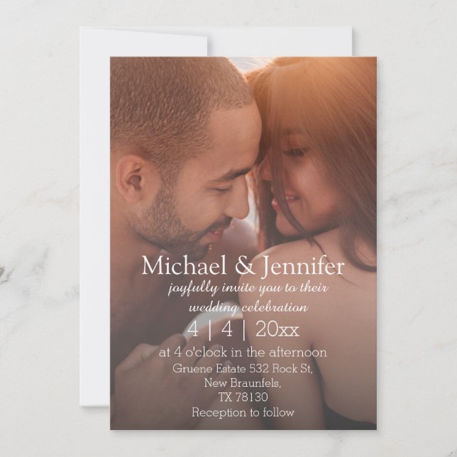 elegant classic script 2 photos simple wedding  invitation (Front)